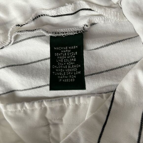 Lauren Ralph Lauren Andover White Striped wide straight leg Trousers Size 10 - Picture 5 of 6